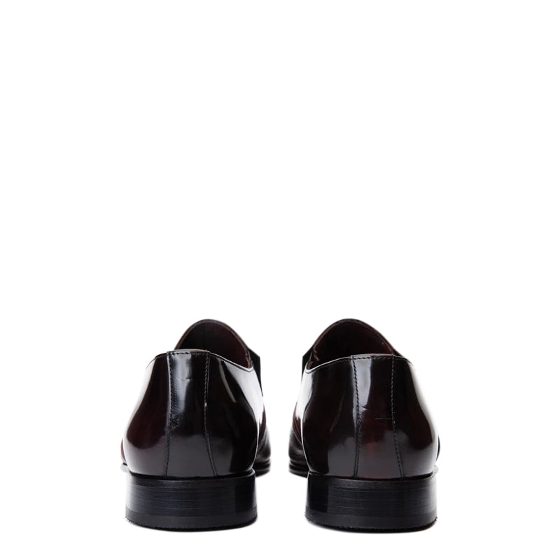 Black Leather Cap Toe Loafer Men Shoe