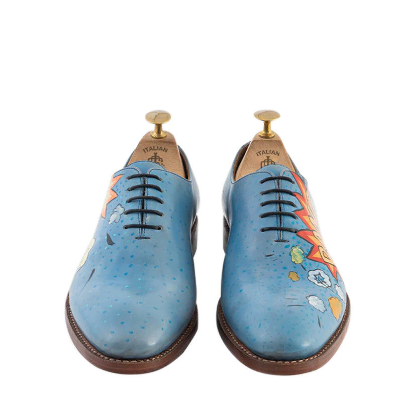 Blue Comic Arctic Wholecut Leather Oxford Shoes