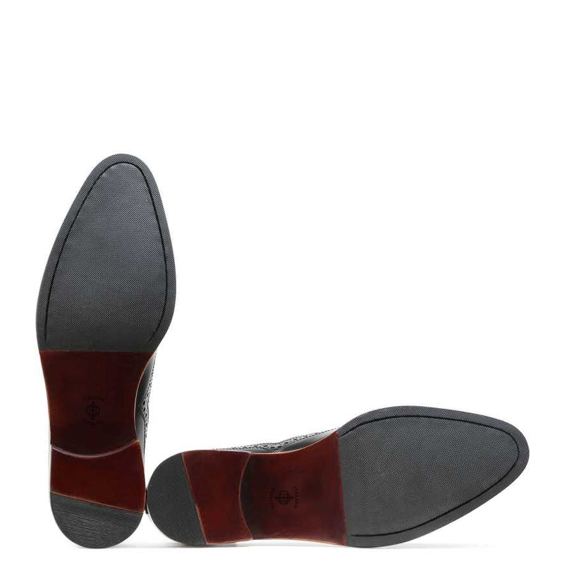 Men Wingtip Solid Leather Formal Oxford Tan / Black Shoe