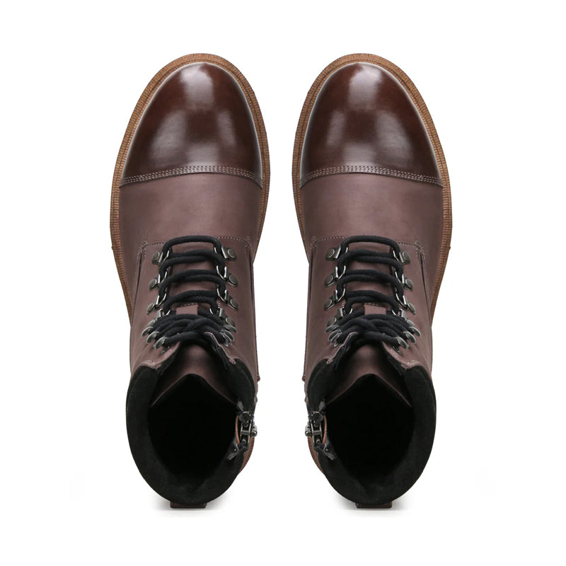 Luxury Premium Solid Leather High Ankle Boot Brown