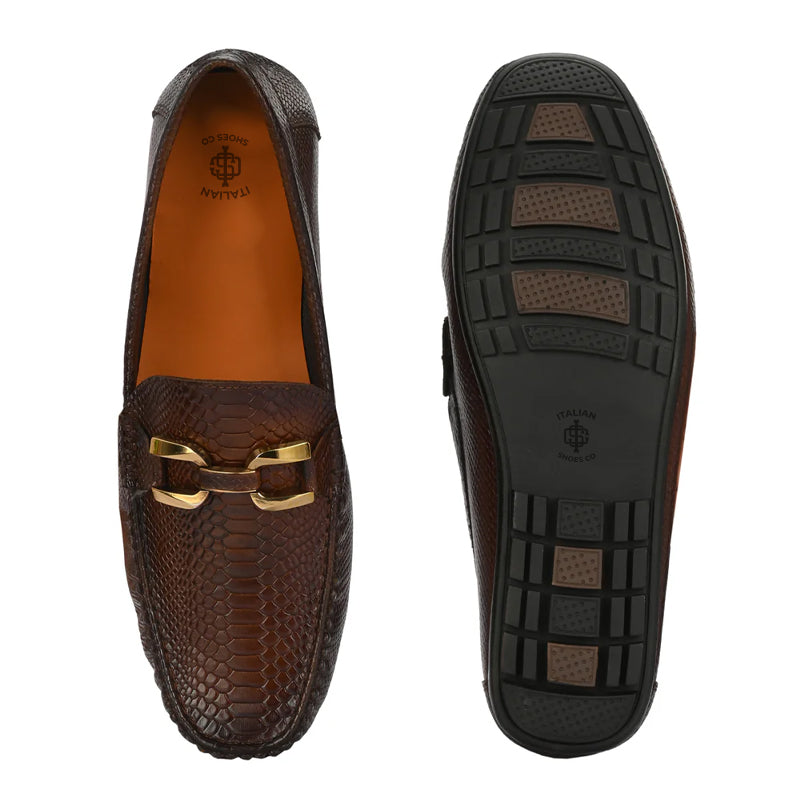 Premium Leather Black Loafer With Gold Buckled