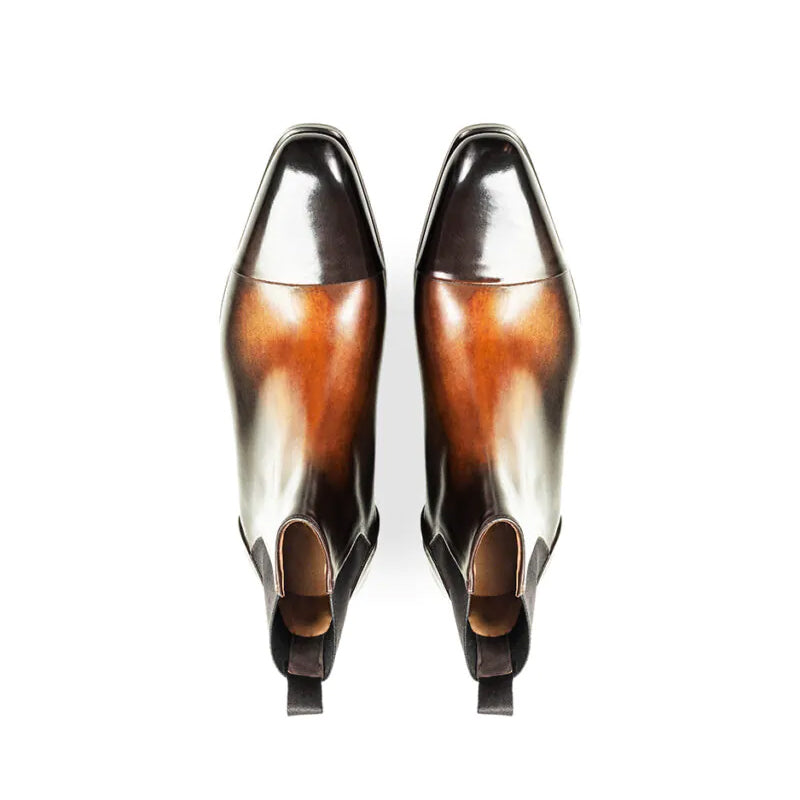 Polished Shiny Leather Cap-Toe Chelsea Boots