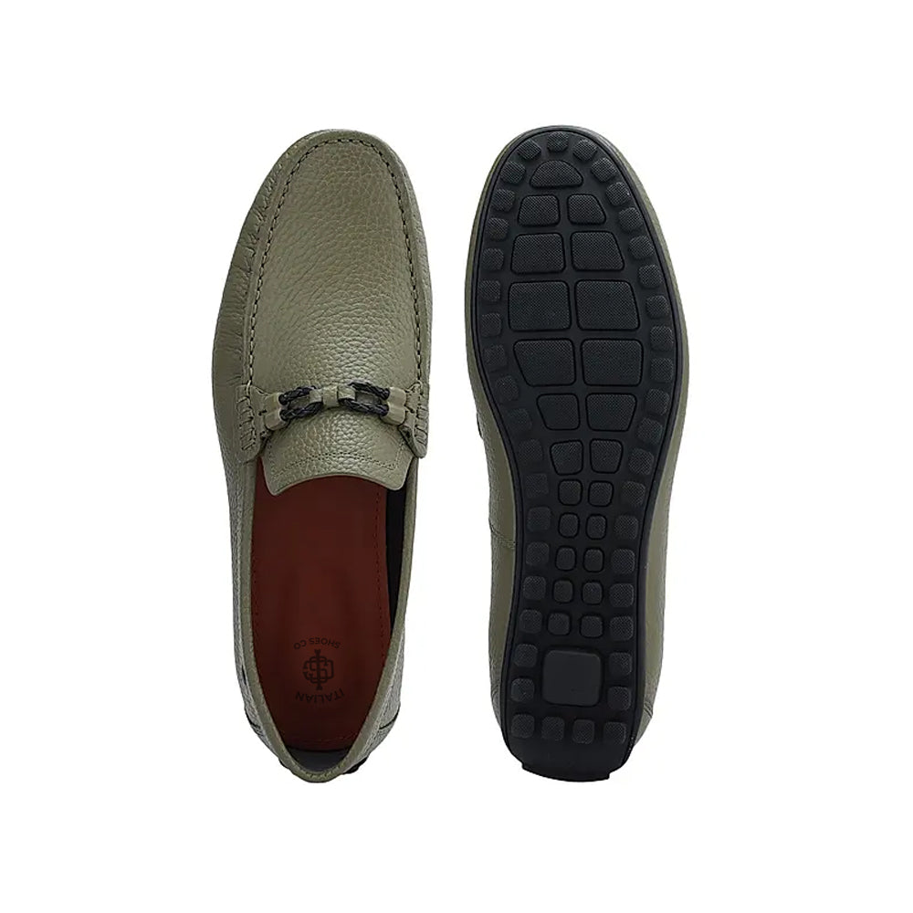 Men Textured Leather Driving Black Loafer