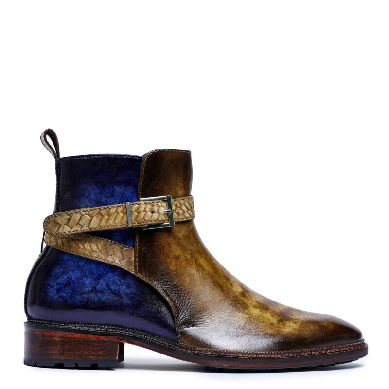 Men Andrea Cross Strap Leather Boots