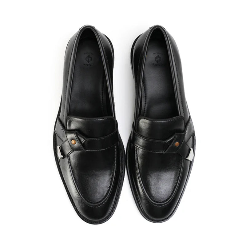 Men Slip-On  Polished Leather Formal Black Loafer