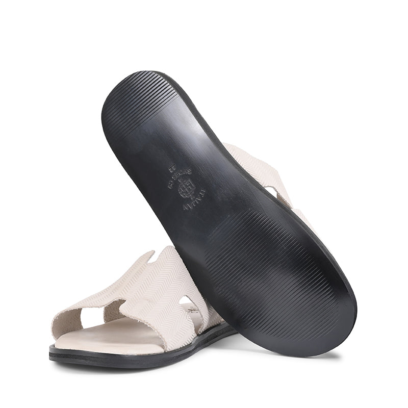 Luxury H-Style Leather Blue/Brown Slipper For Men