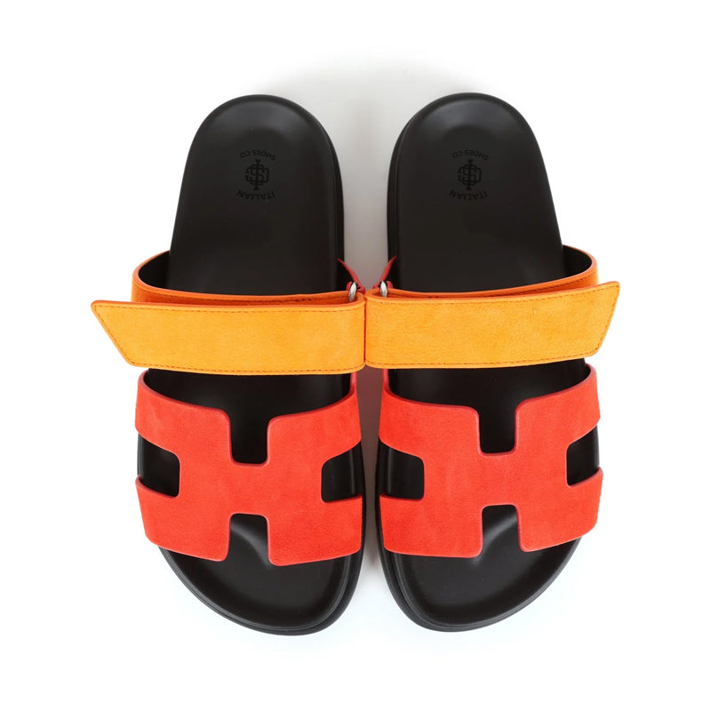 Luxury Croco Leather Red / Orange Sandal