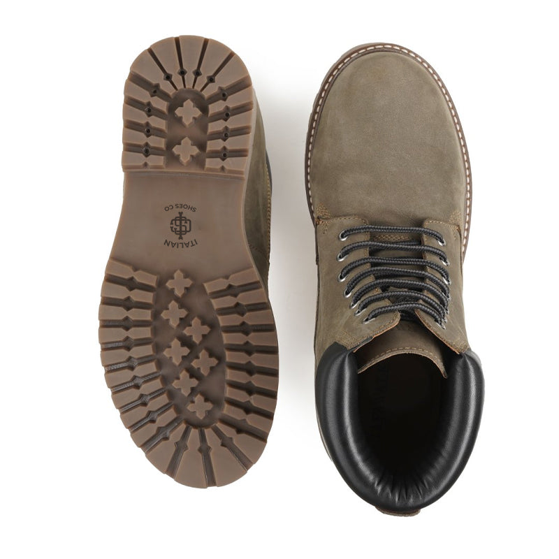 Urban Leather Lace-Up High Ankle Boot Blue