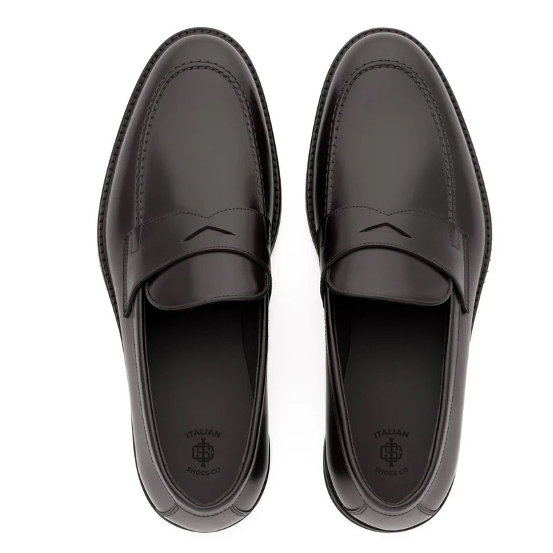 Embossed Casual Penny Leather Brown Loafer