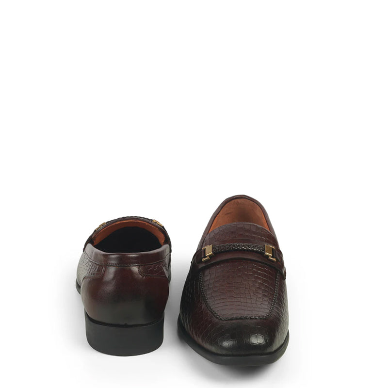 Men Crocodile Pattern Leather Stylish Loafer Black