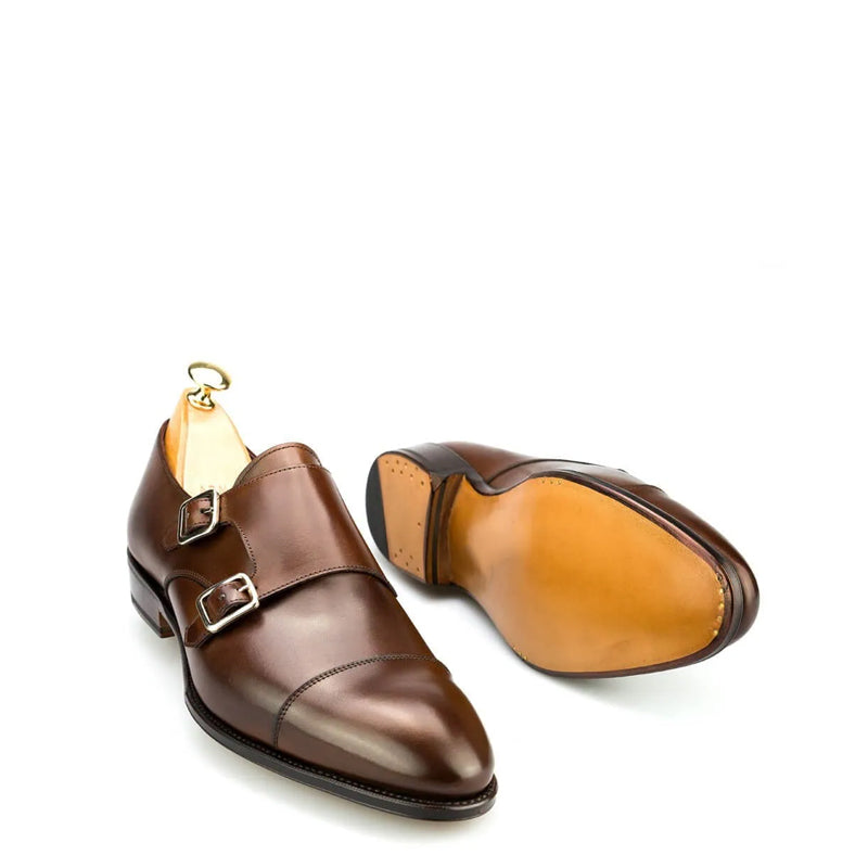 Premium Captoe Leather Double MonkStrap Shoe Burgundy