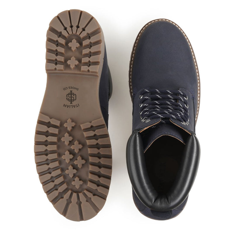 Urban Leather Lace-Up High Ankle Boot Blue