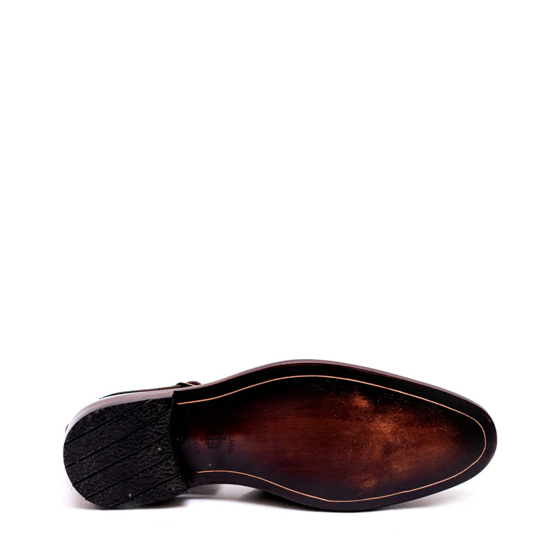 Premium Back Strap Shiny Leather Brown Comfort Sandal