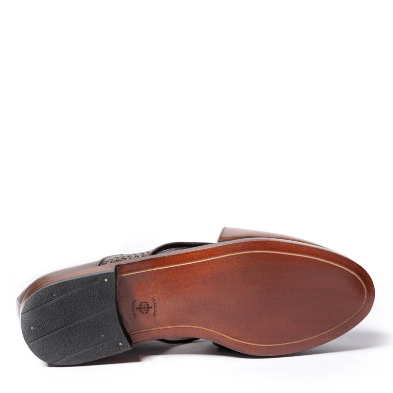 Woven Shiny Leather Breave Peshawari Brown Sandal