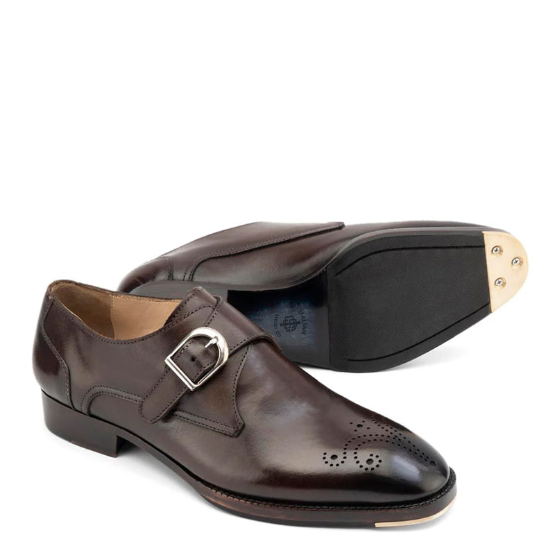 Men Wingtip Leather Single Monk Straps Shoes