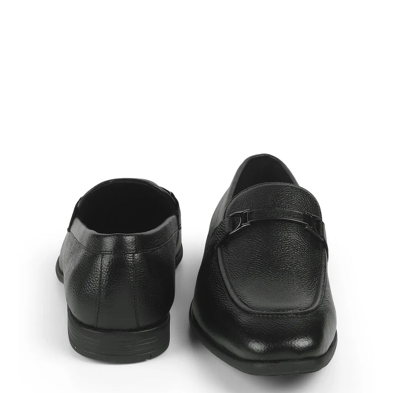 Pure Leather Textured  Moccasins Loafer Black
