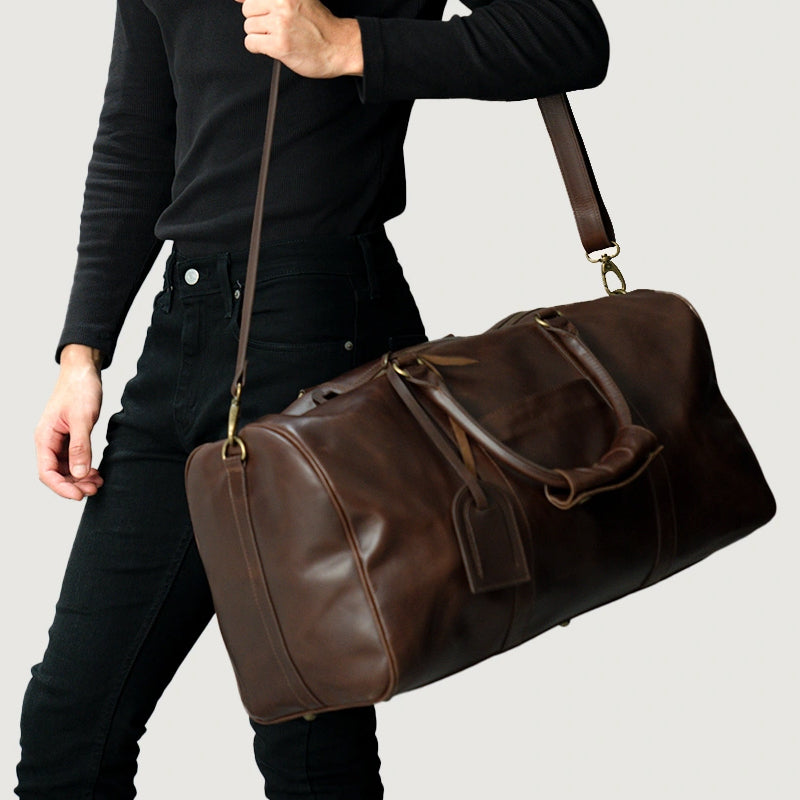 Darrio Vintage Brown Leather Duffle Bag