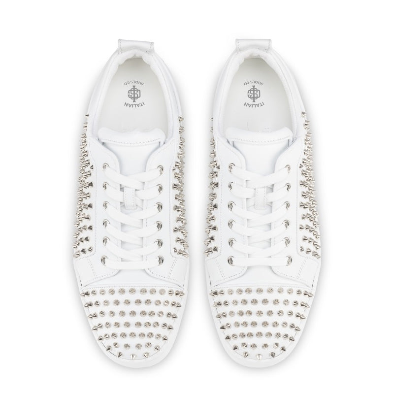 Men Casual Leather Lace-Up White Sneaker