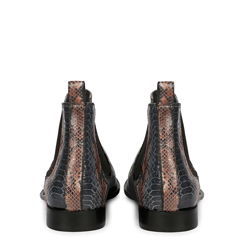 Men Snake Print Leather Chelsea Boots