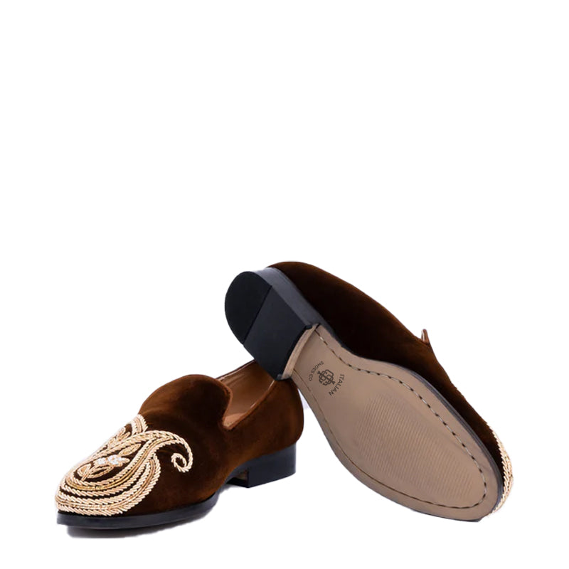 EMBROIDERY Velvet Slip-On Shoes