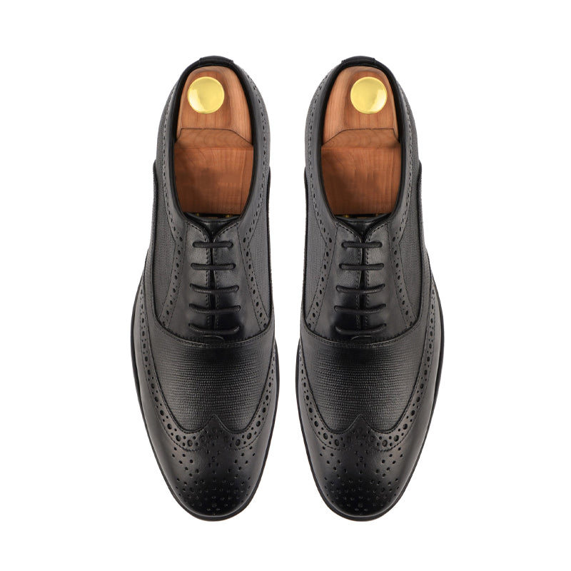 Wingtip Handmade Solid Leather Oxford Shoe Brown