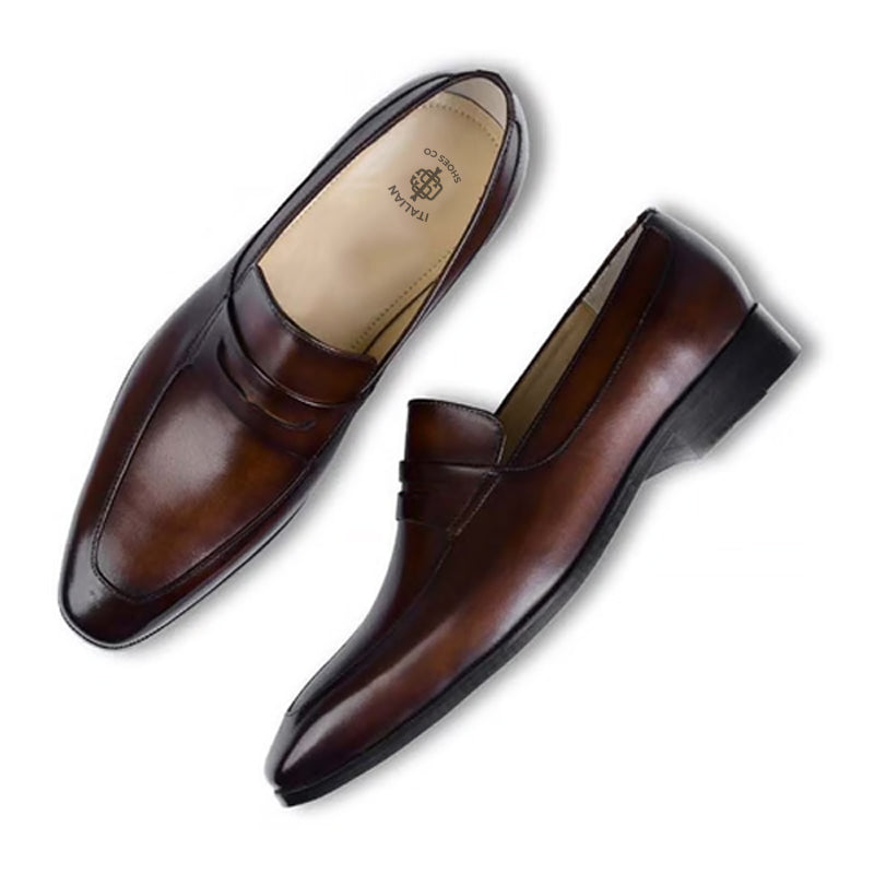 Polished Leather Penny Brown Loafer For Men