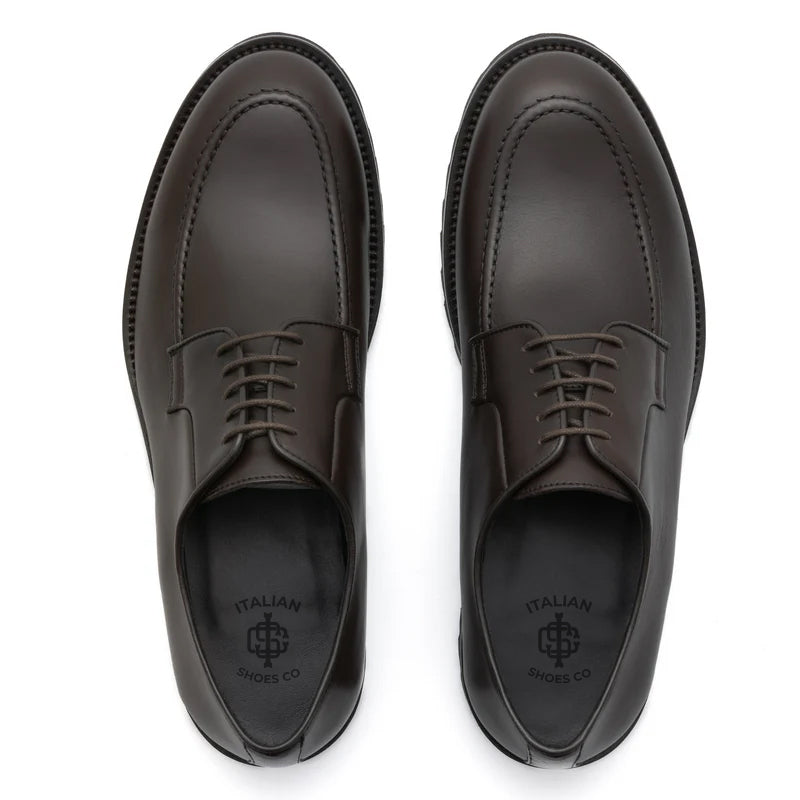 Men Classic Plain Solid Leather Black Derby Shoe