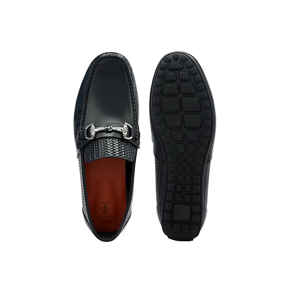 Luxury Stylish Leather Buckled Driving Black Loafer