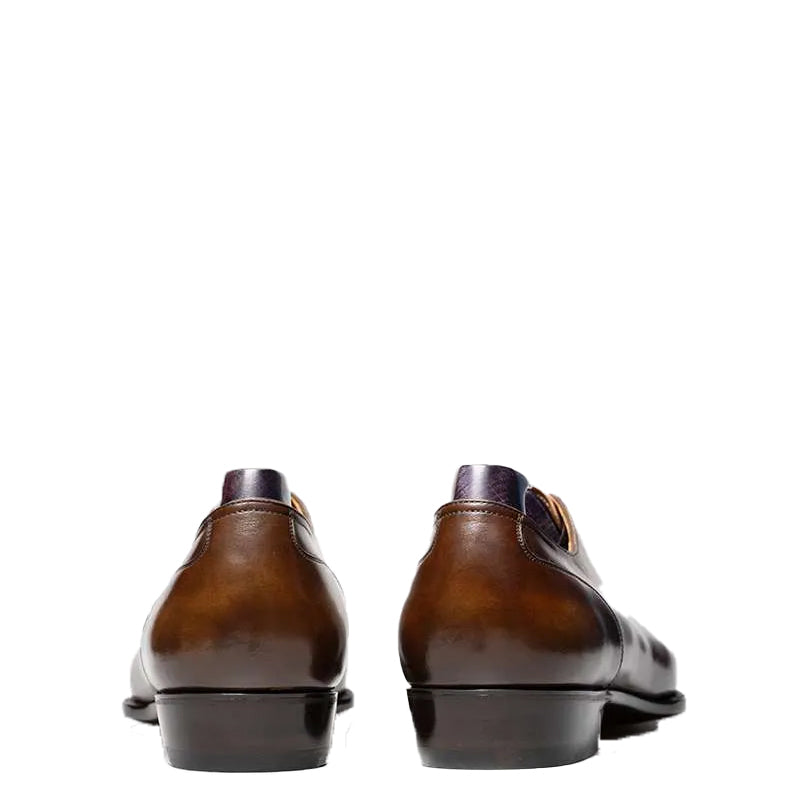 HandPainted Wholecut Split Toe Leather Oxford Tan / Brown Shoe