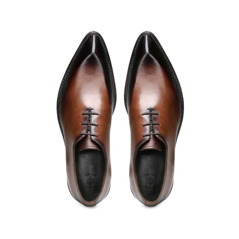 Men Classic Royale Snip Toe Leather Oxford Shoe Brown