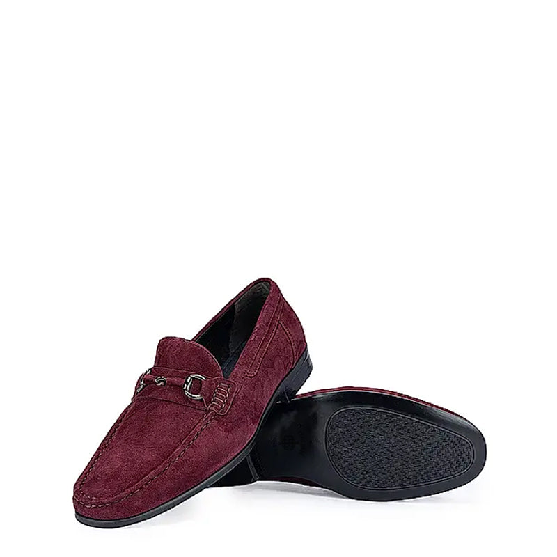 Suede Leather Formal Horsebit Buckled Blue Loafer