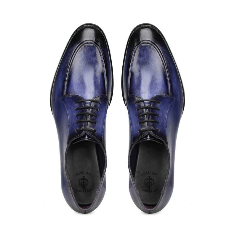 Captain Designer Leather Derby Shoe Blue