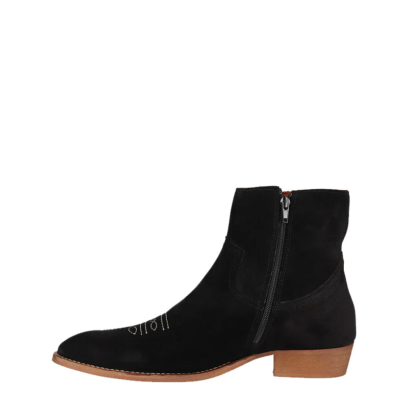 Luxury Design Stylish Suede Leather Side-Zipper Boot Black