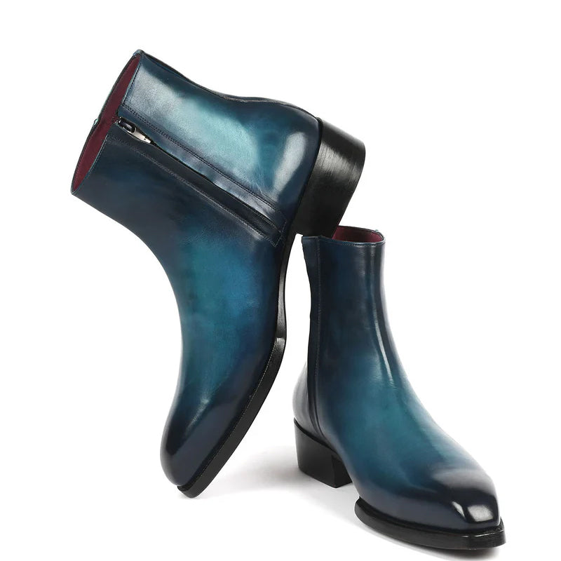 Pure Solid Leather Handmade Side-Zipper Boots