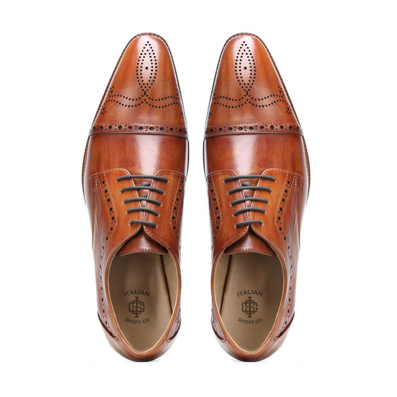 Classic Design Polished Leather Tan Derby Shoe