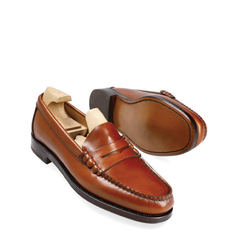 Penny Handmade Polished Leather Tan Loafer