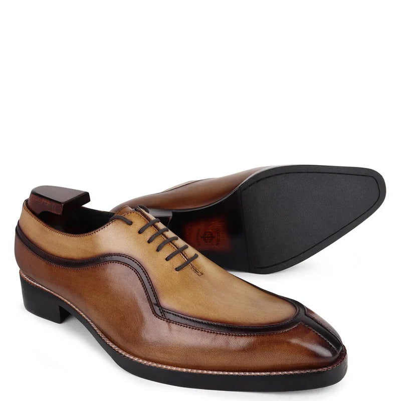 Patina Split Toe Leather Oxford Shoe Tan/Brown