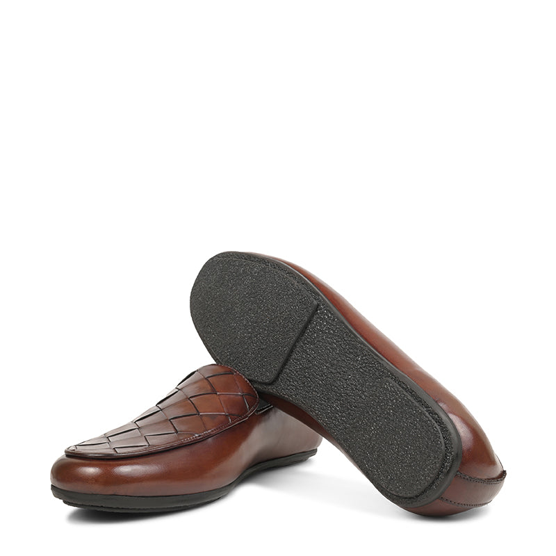 Men HandMade Woven Leather Loafers