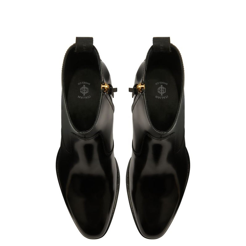 Patent Leather Cuban Side-Zip Ankle Boots