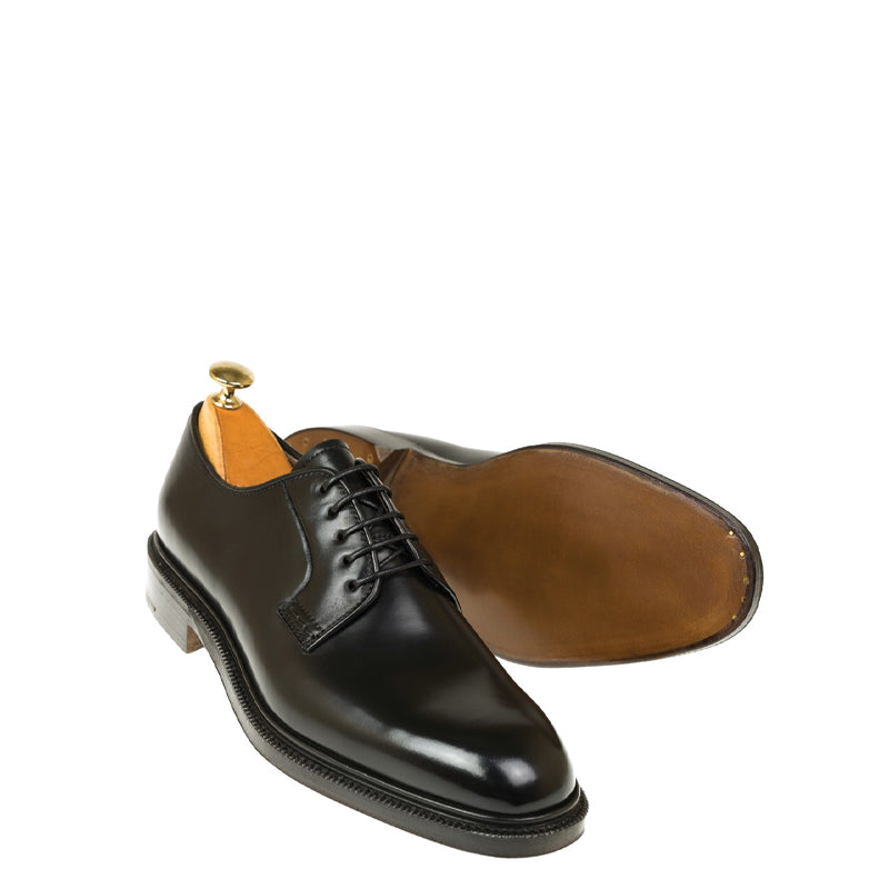 Plain Classic Polished Leather Derby Shoe Brown