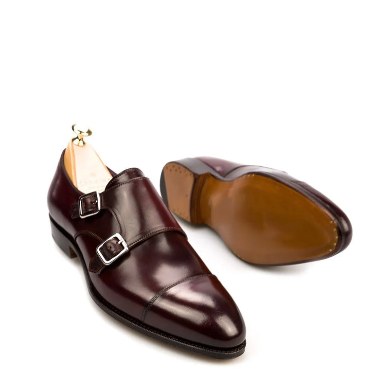 Premium Captoe Leather Double MonkStrap Shoe Burgundy