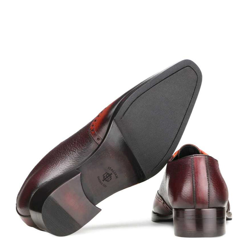 Celestia Wingtip Dual Tone Leather Oxford Burgundy / Tan Shoe