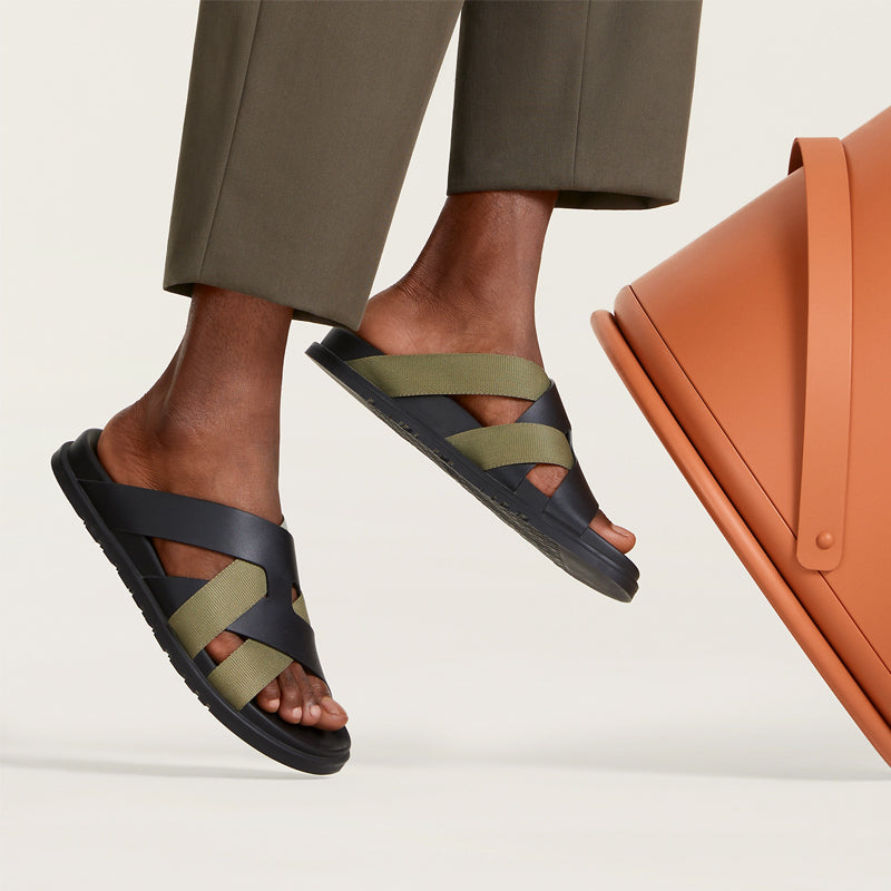 Men Textured Leather Comfort Tan/Brown Sandal