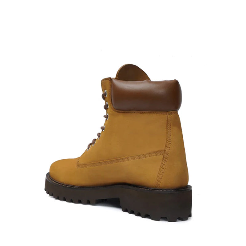 Suede Leather Lace-Up Biker Beige Boot