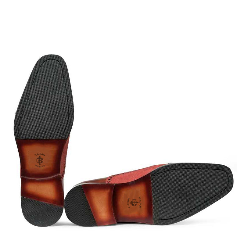 Criss Cross Leather Brown and Maroon Oxford Shoe