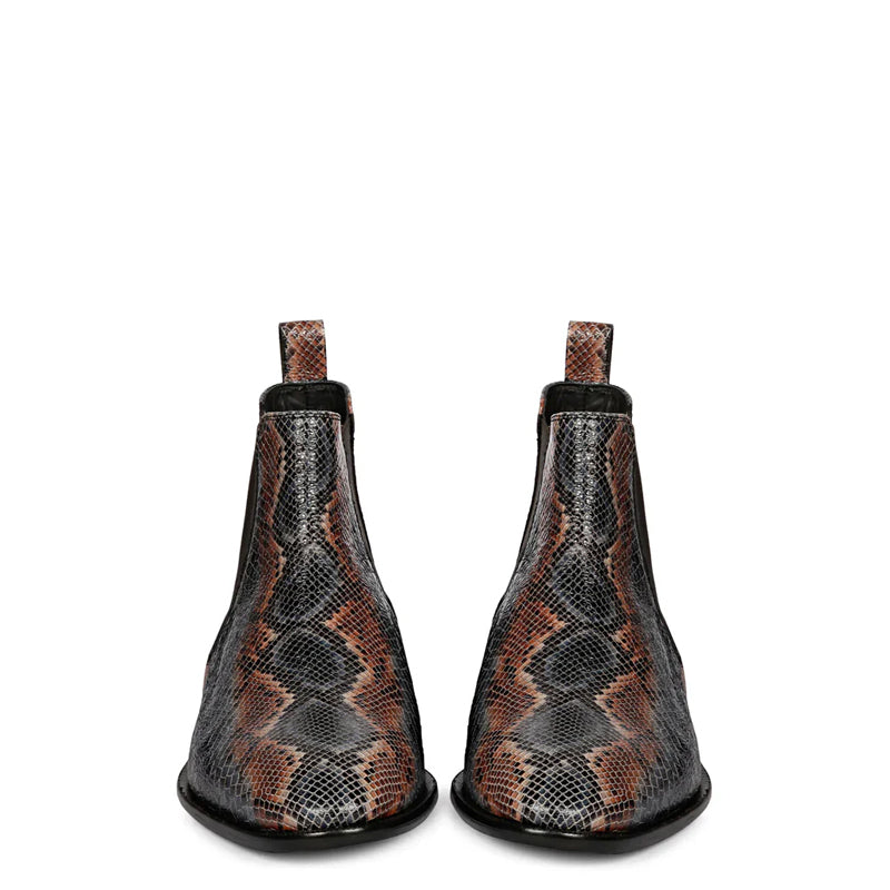 Men Snake Print Leather Chelsea Boots
