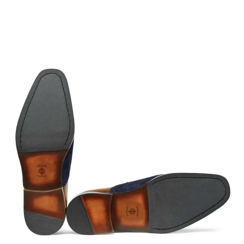 Criss Cross Wingtip Leather Oxford Shoe Tan & Navy