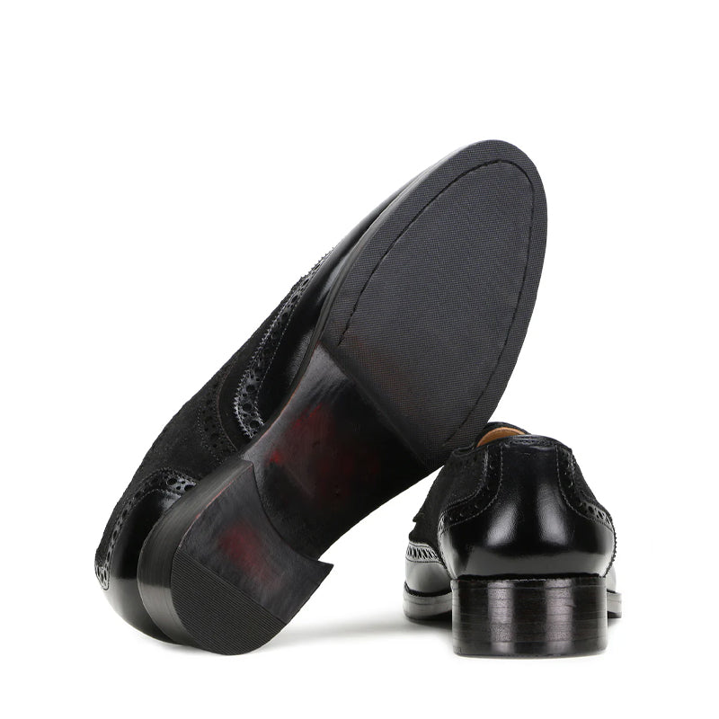 Patent Suede Leather Derby Shoe Black