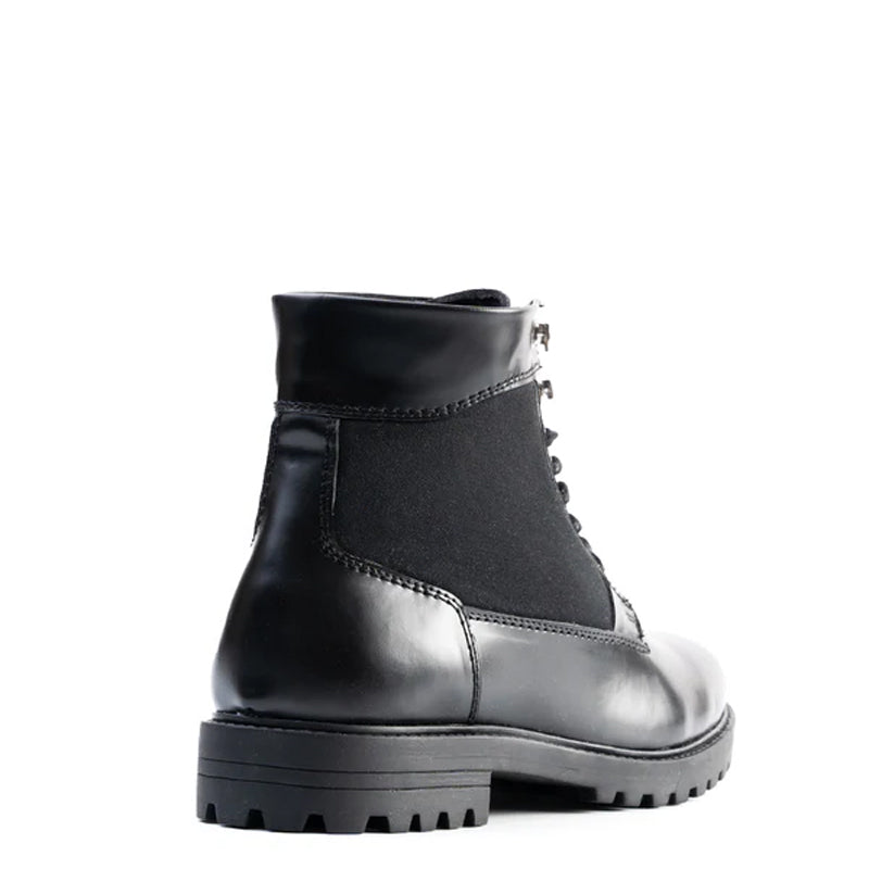 Luxury Mid-Top Solid Leather Ankle Boot Black