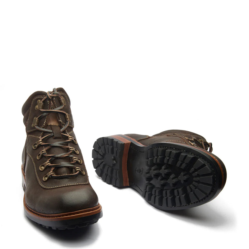 Leather Lace-Up Mid Top Ankle Boots For Men